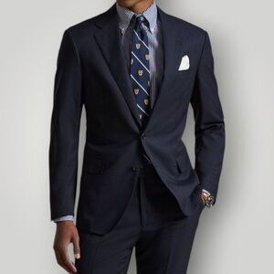 RALPH LAUREN Mens 2 PIECE SUIT Blazer Jacket 48L Pant 44Wx32L Navy Blue Wool